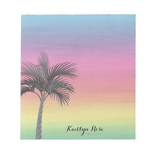 Tropical Island Sunset  Personalized Palm Tree Notepad