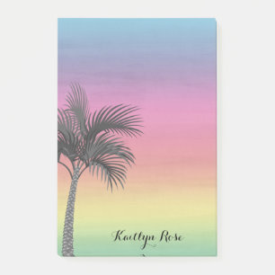 Tropical Island Sunset Personalized Palm Tree Post-it Notes