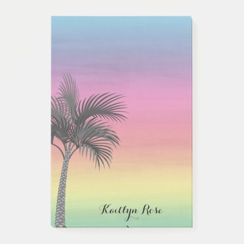 Tropical Island Sunset  Personalized Palm Tree Post_it Notes
