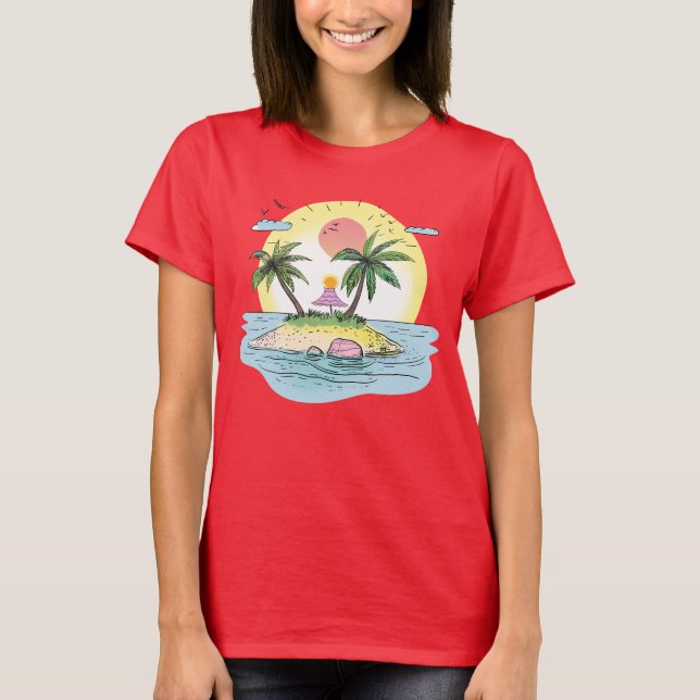 Tropical Island Sunset Streetwear T-Shirt (Front)