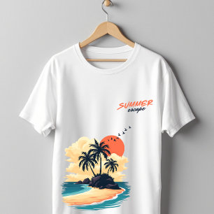 Tropical Island Sunset Summer Escape T-Shirt