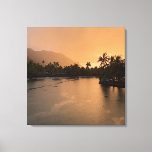 Tropical Island Sunset Travel Spa Gold Stylish Canvas Print