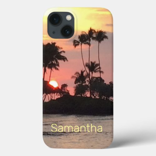 Tropical Island Sunset with Name Case_Mate iPhone  iPhone 13 Case