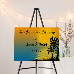 Tropical Island Sunset With Wedding Quote Foam Board