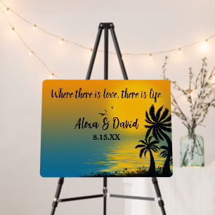 Tropical Island Sunset With Wedding Quote Foam Board