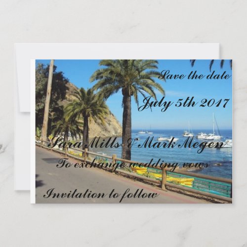 Tropical Island themed Wedding announcement cards