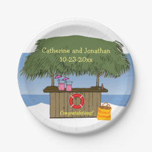 Tropical Island Tiki Hut Bar Wedding Theme Summer Paper Plates