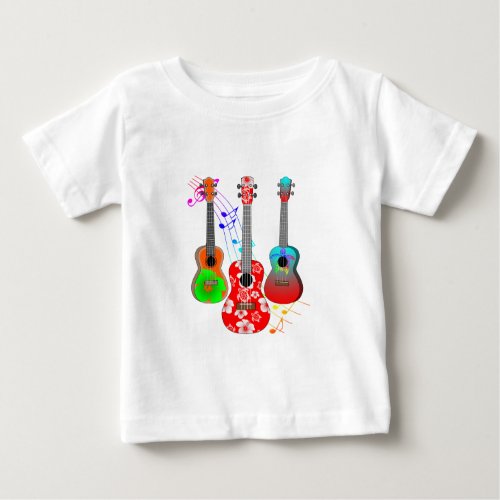 Tropical Island Ukulele Player Music Baby T_Shirt