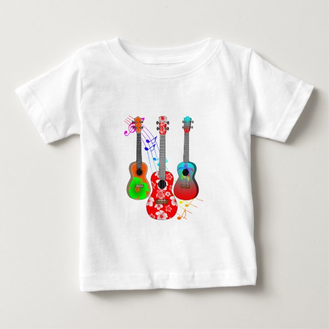 Tropical Island Ukulele Player Music Baby T-Shirt (Front)