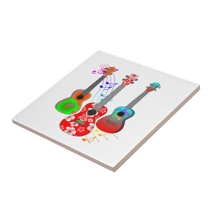 Tropical Island Ukulele Player Music Ceramic Tile
