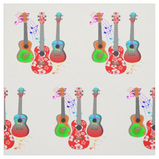 Tropical Island Ukulele Player Music Fabric