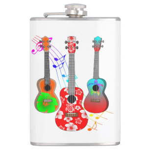 Tropical Island Ukulele Player Music Flask