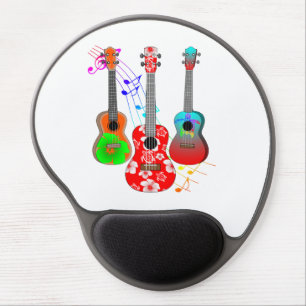 Tropical Island Ukulele Player Music Gel Mouse Pad