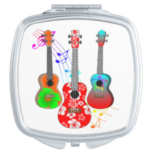 Tropical Island Ukulele Player Music Makeup Mirror