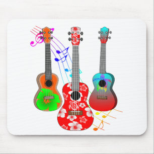 Tropical Island Ukulele Player Music Mouse Pad