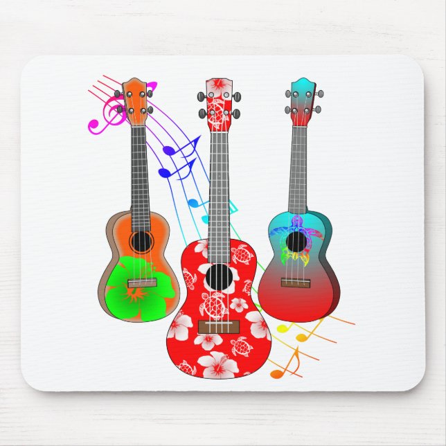 Tropical Island Ukulele Player Music Mouse Pad (Front)