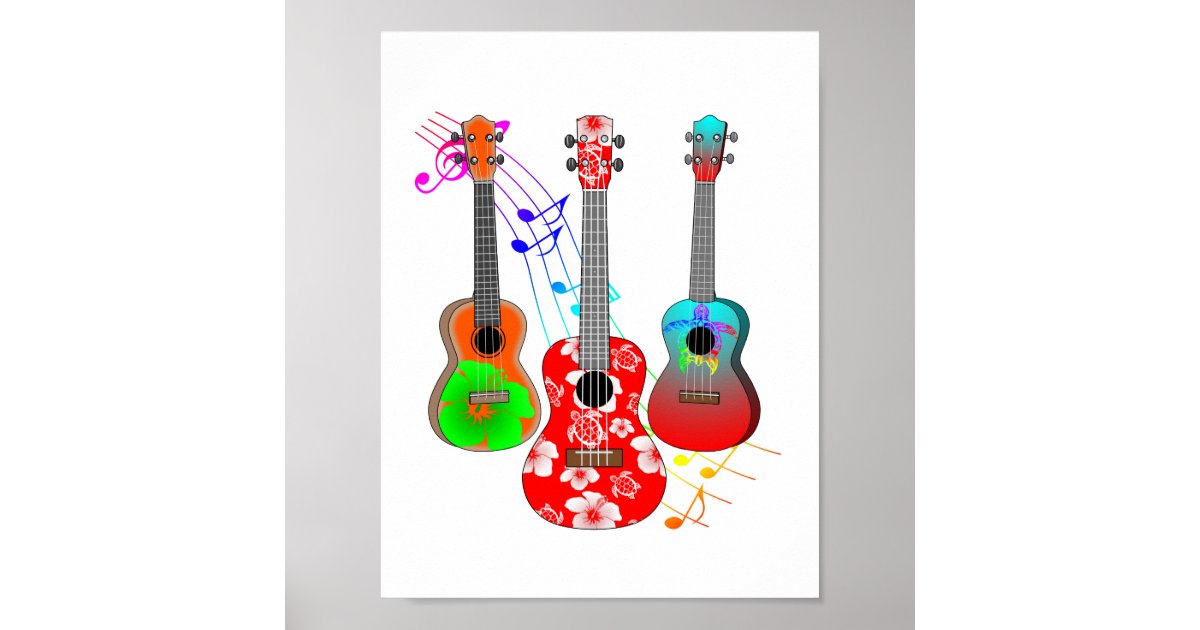 Tropical Island Ukulele Player Music Poster Zazzle