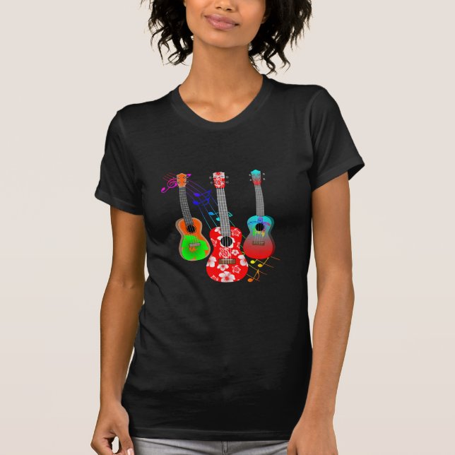 Tropical Island Ukulele Player Music T-Shirt (Front)