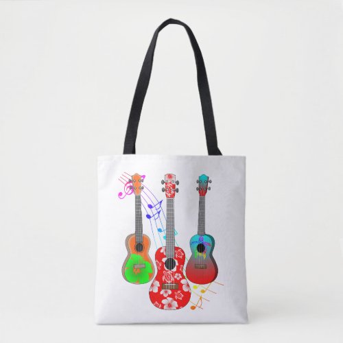 Tropical Island Ukulele Player Music Tote Bag