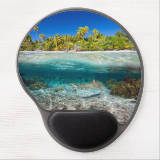 Tropical island under and above water gel mouse pad