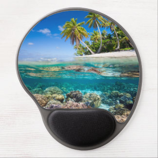 Tropical island under and above water gel mouse pad
