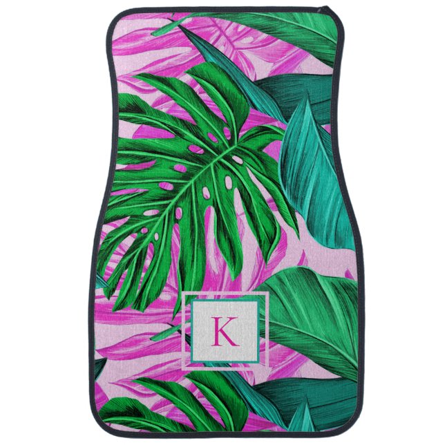 Tropical Island Vibes Monogram Car Floor Mat (Front)