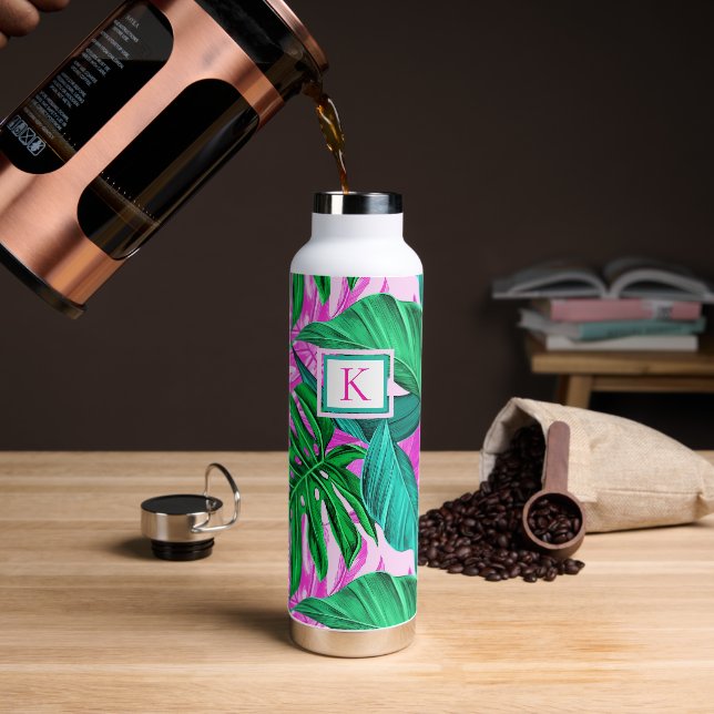 Tropical Island Vibes Monogram Water Bottle (Coffee)