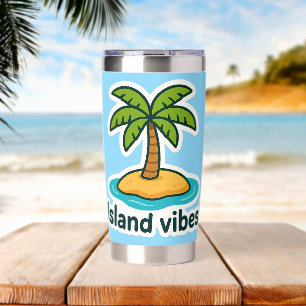 Tropical Island Vibes Palm Tree Sticker Insulated Tumbler