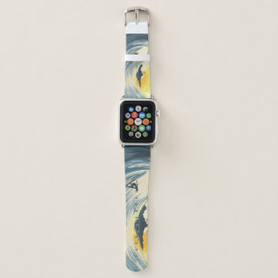 Tropical island, wave, surfer sunset. apple watch band