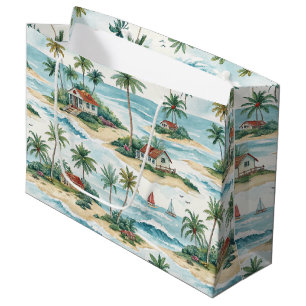 TROPICAL ISLAND WITH A BEACH HUT & TREES LARGE GIFT BAG