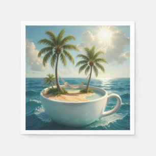 Tropical Island With Hammock in a Teacup Napkins