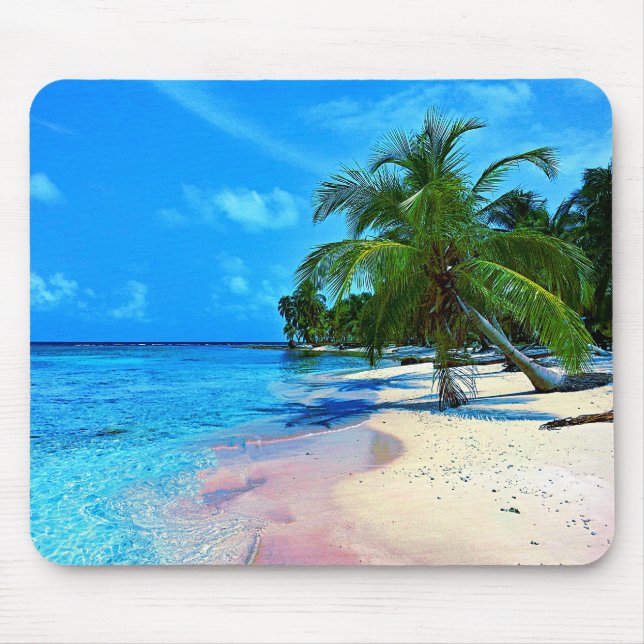 Tropical Island With Palm Trees And Sandy Beach Mouse Pad (Front)