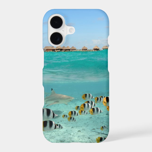 Tropical island with underwater shark Case-Mate iPhone case (Back)