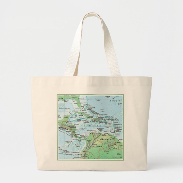 Tropical Islands & Countries Map Tote Bag (Front)