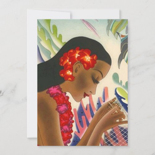 Tropical Islands Lei Luau Party Tiki Invitations