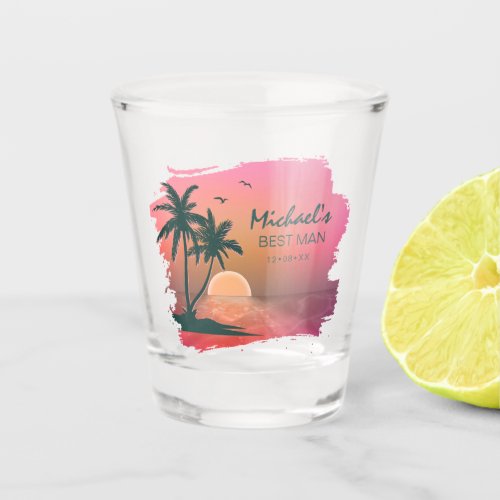 Tropical Isle Best Man or Groomsman Pink ID581 Shot Glass