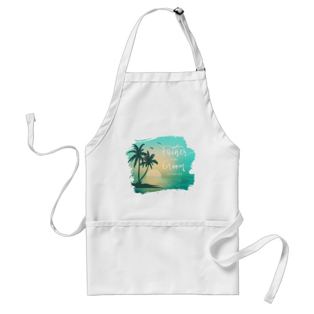 Tropical Isle Father of the Groom Teal ID581 Adult Apron (Front)
