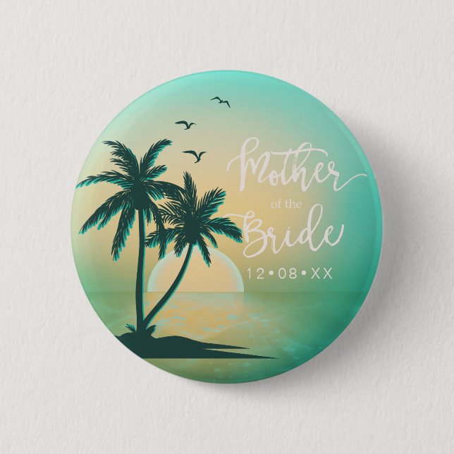 Tropical Isle Mother of the Bride Teal ID581 Button (Front)
