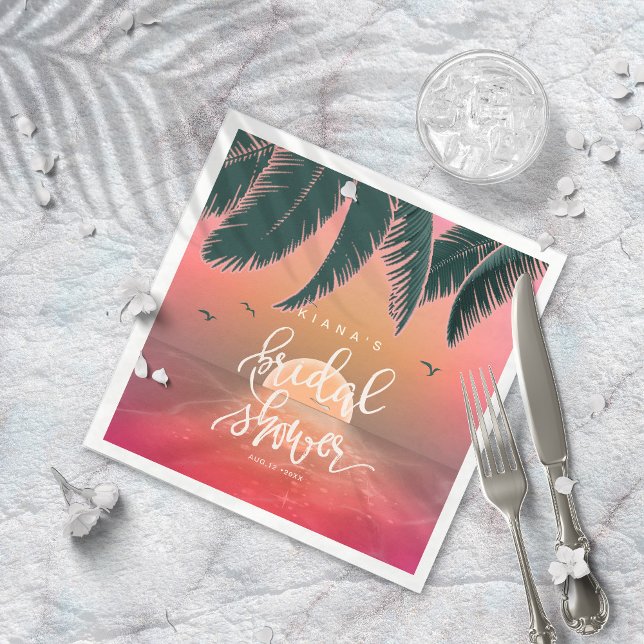 Tropical Isle Sunrise Bridal Shower Pink ID581 Napkins (Creator Uploaded)