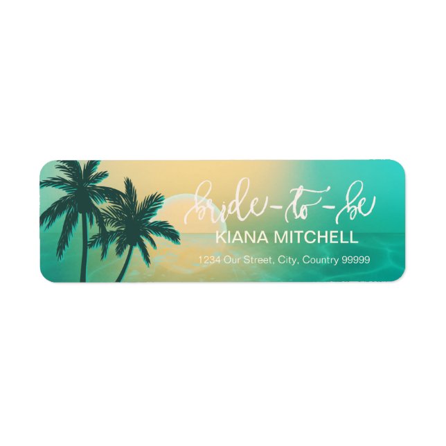 Tropical Isle Sunrise Bride-to-Be Teal ID581 Label (Front)