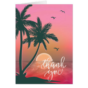 Tropical Isle Sunrise Thank You Pink ID581 Cards