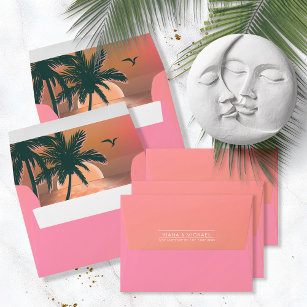Tropical Isle Sunrise Wedding Pink ID581 Envelope