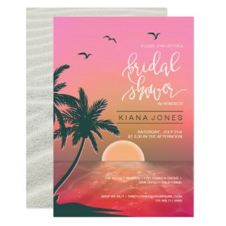 Tropical Isle Sunrise Wedding Pink ID581 Invitation