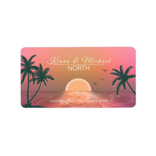 Tropical Isle Sunrise Wedding Pink ID581 Label