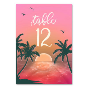 Tropical Isle Sunrise Wedding Pink ID581 Table Number