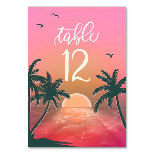 Tropical Isle Sunrise Wedding Pink ID581 Table Number