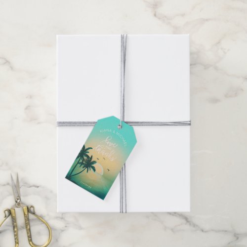 Tropical Isle Sunrise Wedding Teal ID581 Gift Tags