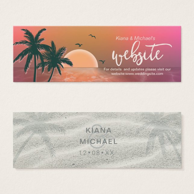 Tropical Isle Sunrise Wedding Website Pink ID581 (Front & Back)