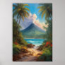 Tropical Isle with Slumbering Volcano Poster