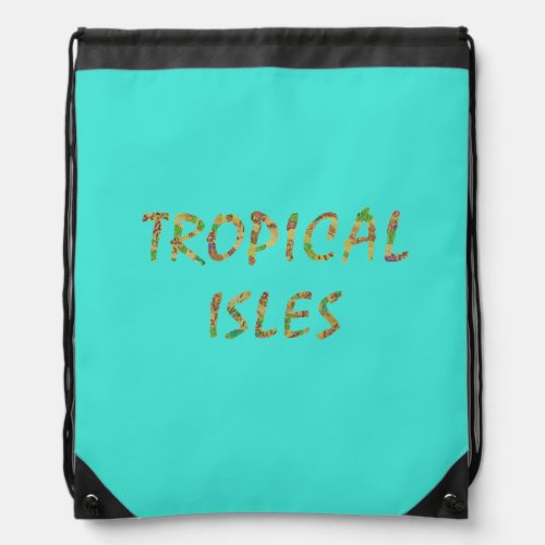 Tropical Isles_ Brwn Drawstring Bag